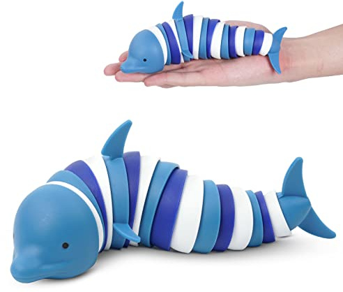 OSDUE Fidget Slug Toy - 3D Articolato Delfino Giocattolo, Ansia Sollievo Giocattoli, Giocattolo Sensoriale Anti Stress, Divertente Giocattolo Sensoriale Strisciante Può Essere Contorto Casualmente
