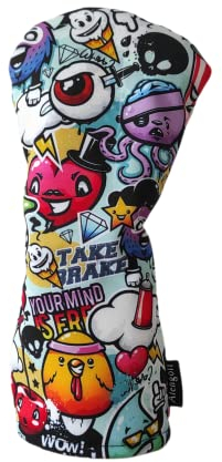 Alengolf Hybrid-Schutzhülle mit Graffiti-Design, wasserdicht für Golfschläger wie Callaway, Taylormade, Ping, Odyssey, Titleist aus Polyester in Multicolored