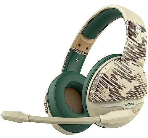 NUBWO G08 Wireless Gaming Headset with Microphone: 100-Hr Battery Life, 10m Range, Unique Desert Color, Compatible with PS4/PS5/PC/Mac