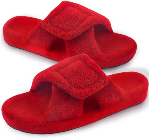 Git-up Pantofole da Donna in memory foam Supporto Arco per l'arco regolabile con gancio e passante Ciabatte per diabetici Punta Aperta da Casa Pantofole Interno Esterno, Arco-Rosso 38