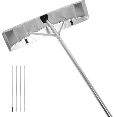 GOPLUS snöslädestak, justeringsområde 148–608 cm, snöskyffel med teleskophandtag av aluminium, takskrämma med överdimensionerat blad och halkfritt handtag, snöröjare för taksnö