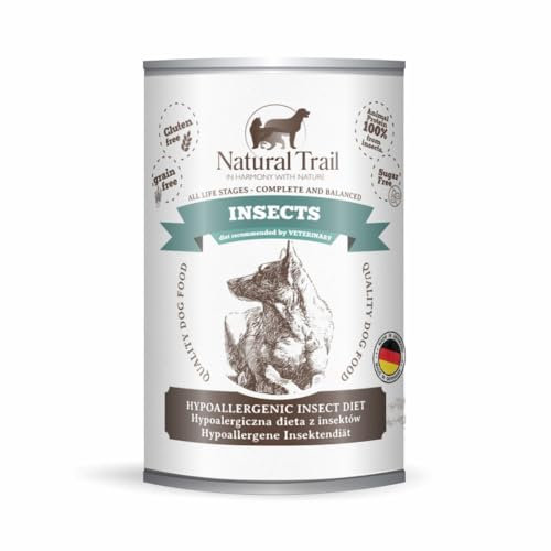 6 * 350g NATURAL TRAIL Trail Natural Dog, Nassfutter für Hunde, Premiumfutter mit Insekten, Dose