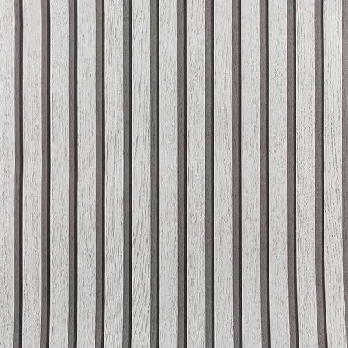 Tarwanear 3D Effect Grey Striped Wood Slat Wallpaper - Retro Faux Panel for Living Room, Bedroom, Hallway - 0.53x9.5m