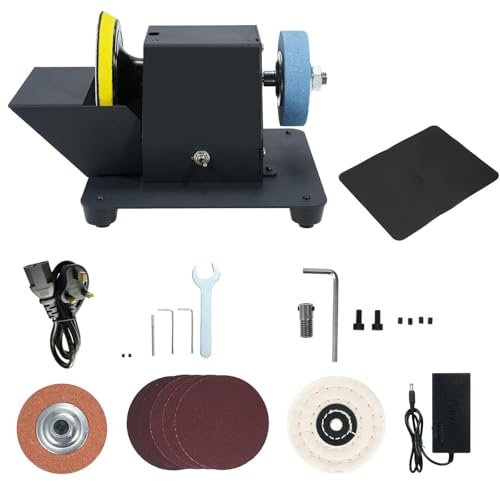 Mulcort Mini Desk Sander Polisher, 250W 2-in-1 Dual Wheel Bench Grinder Polisher Sanding Machine,Mini Sander Sanding Machine 7 Adjustable Speed 6000RPM for Grinding Metal Removing Rust Burring