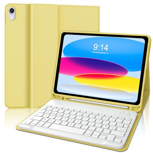 Clavier AZERTY Français Bluetooth iPad 10.9-11 Coque Détachable Stylo Jaune