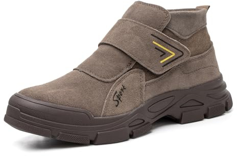Stivali da Lavoro per Gli Uomini Stivali con Punta d'Acciaio Stivali da Saldatura Uomo Scarpe con Punta d'Acciaio Scarpe di Sicurezza Ignifughe per Saldatore,103 Brown,42.5 EU