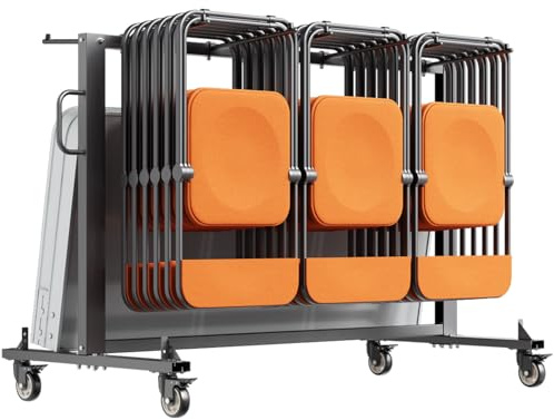 VEVOR Porta Sedie Pieghevole, Capacità 181 kg Carrello Multifunzione per 42 Sedie o 12 Tavoli con Ruote in Gomma e Supporti