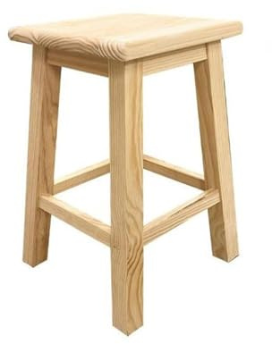 Well Home Taburete de Madera Maciza Cuadrado en Color Natural 31x31x50cm