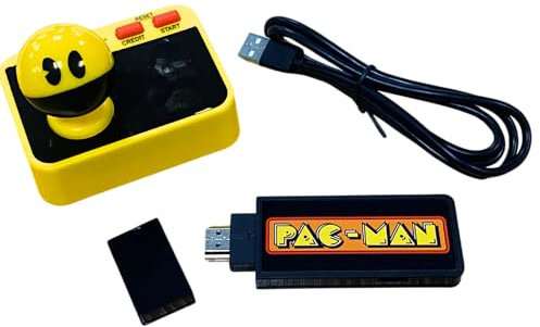 PAC-MAN Plug & Play Arcade Game Console with Wireless Controller & TV Stick | Classic Retro PAC-MAN Game for TV, Family Gaming, Nostalgia Gift.