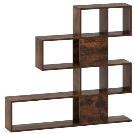 GIANTEX Libreria a Forma di Scala a 4 Piani, Libreria Geometrica Moderno con 10 Scomparti Aperti, Organizzatore di Cubi, Espositore e Scaffale per Soggiorno, Camera, Ufficio, 2 Colori (Marrone)