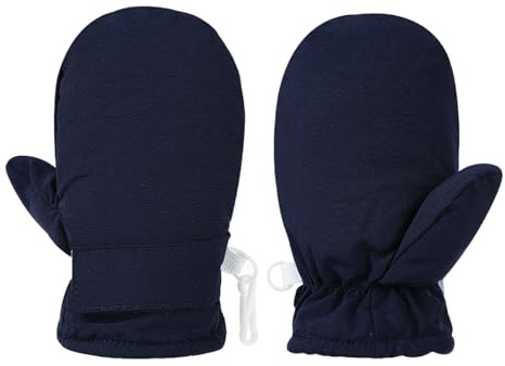 GYIOFAI Guantes Niño y Niña de Invierno con Manoplas de Forro Polar, Manoplas Bebe Invierno, Mitones de Manoplas Guantes Nieve Niño 2-6 Años, Guantes Termicos Deporte de Mitones (Azul Marino)