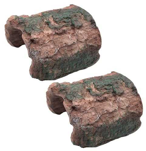 M2cbridge Resin Hollow Tree Trunk Betta Log Crab House Cave for Fish Shrimp Small Reptile Turtle Tarantula Spider Hermit Crab(2PCS Big)