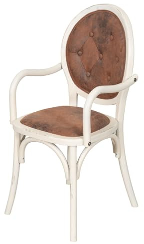 Biscottini Chaises Salle à manger Bois et Simili-cuir Thonet 45x47x96 cm - Fauteuil en similicuir Chambre Vintage - Fauteuil rembourré Salon - Chaise avec accoudoirs Cuisine et Salon Classique