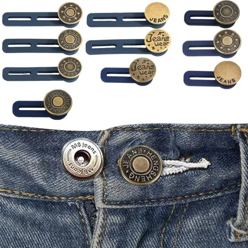10 extensores de botón para pantalones, extensor de cintura ajustable, extensores de pantalones para hombres y mujeres, extensor de cintura elástico para pantalones para jeans, faldas, duradero y
