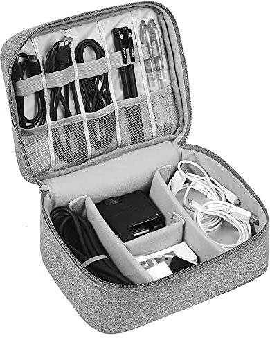 HCFGS Elektronische Tasche - Elektronik zubehör Organizer für Ladegerät Powerbank - universal travel Kabel Organizer Tasche(Grau