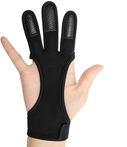 COITEK Archery Glove S M L XL Black Feather Bow Shooting Hunting Protect Gloves for Male Female Youth Adult (L)