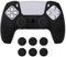eXtremeRate PlayVital Hülle für ps5 Controller,Case Anti-Rutsch Schutzhülle Griffe Skin,6 Stück Stick Aufsätze für PS5 Controller(3D Noppen Edition,Schwarz)