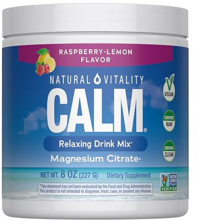 NATURAL VITALITY Lugnande magnesium dryckesblandning och halloncitron (8 oz)