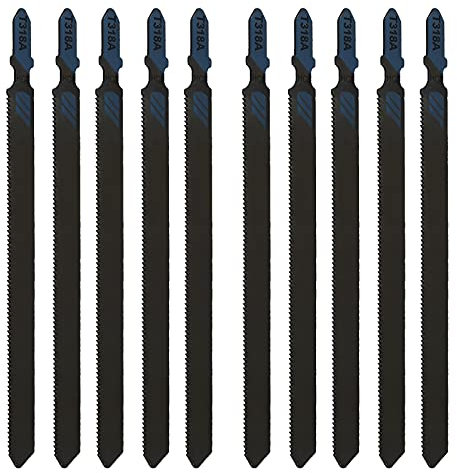 EMSea 10 unids T136A hojas de sierra de calar acero de alta velocidad 107mm longitud de trabajo recta corte rápido T-Shank hojas de sierra para madera metal