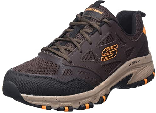 Skechers Herren Hillcrest Sneaker, Braunes Ledernetz Synthetischer Besatz, 42 EU