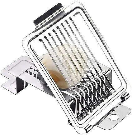 Coupe-œufs en Acier Inoxydable avec Fond Stable, Outil de Coupe Lisse pour œufs Durs et Fruits, Facile à Nettoyer, (Lame dentelée)