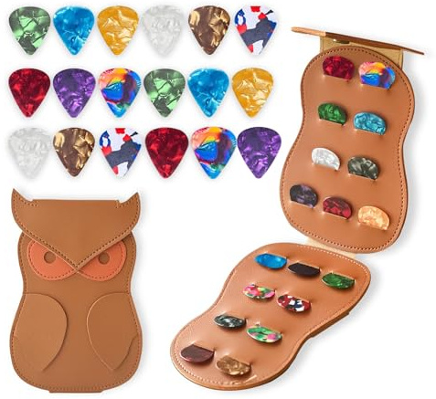 YOJO 16 Pack Guitar Picks with Holder, Includes 0.5, 0.7, 1.0mm, Variety Colorful Celluloid Plectrums Picks for Bass, Ukulele, Acoustic Electric Guitar