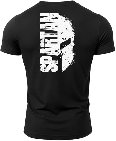 GYMTIER Spartan Split Helmet Men's Gym T-Shirt Bodybuilding Training Workout Lifting Top Clothing, Black, 3XL