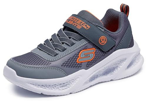 Skechers Meteor-Lights Krendox - Scarpe da Ginnastica da Ragazzo, Grey,