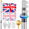 VEVOR 25FT Telescopic Flagpole Kit, Heavy Duty Aluminum Alloy Flag Pole Kit in Ground for Outside, 3 Display Modes Flagpole with Professional Accessories, British Flag, Silver