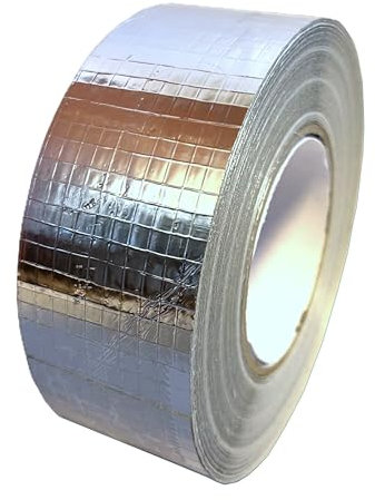 Alu Klebeband Aluminiumband 50mm x 45m Aluminium netzverstärkt hitzebeständig für Rohrisolierung Lüftungs- und Klimaanlagen Metallisches Dichtband
