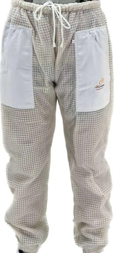 4BEE Imkerhose aus belüftetem Netz – Hose für Imker – Gummizug in der Taille und Kordelzug – Atmungsaktive Hose für heiße Tage bei der Arbeit mit Bienen - XXL Weiß
