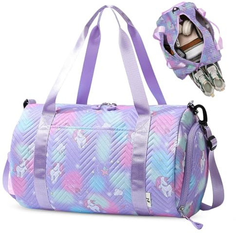 Sporttasche Damen Reisetasche Kinder, Schwimmtasche mit Schuhfach & Nassfach, Sportrucksack, Gym Bag, Trainingstasche