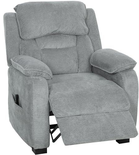 HOMCOM Poltrona Relax Elettrica Reclinabile 150° con Poggiapiedi, Seduta Ampia, Poltrona Reclinabile Elettrica Silenziosa, Presa USB, Funzione Memory, Telecomando, in Velluto, per Soggiorno, Grigio