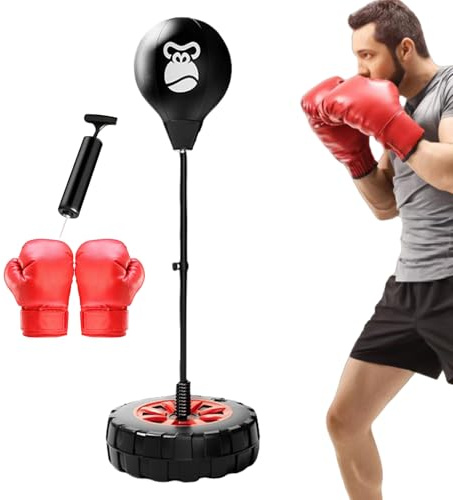 Sac de Boxe Debout, Sac réflexe de Boxe, Sac de Vitesse réglable en Hauteur, de réglable en Hauteur avec Gants de, Sac de Vitesse pour l'entraînement, équipement de