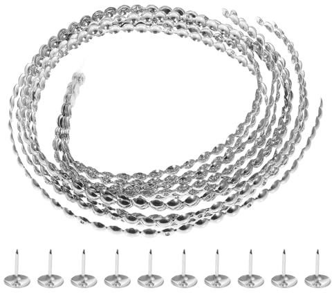 PACKOVE Tiras de Tachuelas para Tapicería de Muebles 1 M, 6 Piezas, Clavos Decorativos de Hierro Plateados 11 Mm Diámetro, para Sofás, Sillas y Decoración Interior