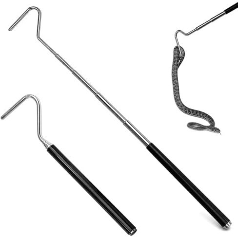 Feibety Stainless Steel Collapsible Snake Hook – 7.7 to 26 Extendable Reptile Catching Tool for Small & Large Snakes, Safe Handling & Control for Up to 2 lbs – Ideal for Home, Garden & Outdoor Use