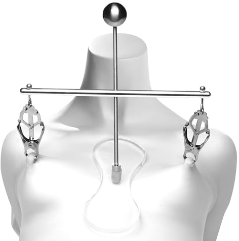 Tower of Pain Nipple Clamps – Stainless Steel & Acrylic, Adjustable Clover-Style Clamps, Non-Piercing, Disassembles for Easy Storage – 1 Piece, Grey – for Women & Couples