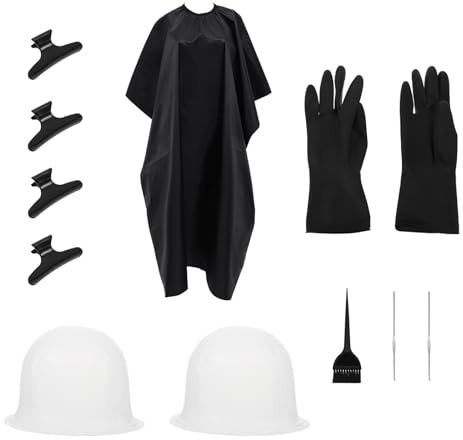 PRETYZOOM Juego de 11 Piezas para Teñir el Cabello con Ganchos Destacados, Tapas de Silicona y Accesorios para Proteger Epidermis y Ropa en Mechas y DIY en Casa