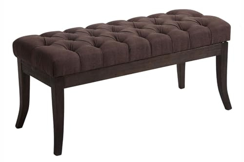 CLP Taburete Pie De Cama Ramses En Tela | Banqueta Altura De Asiento: 46 cm | Banco De Entrada con Base En Madera Oscura Antigua I Color:, Color:marrón, Tamaño:100 cm