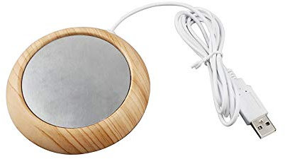 1Pcs Portable USB Electric Cup Warmer Wood/Marbled Color Tea Coffee Beverage Heating Pad Mat Keep Drink Warm Heater Mugs Coaster,Lightwoodgrain