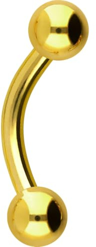 PIERCINGLINE Piercing de acero quirúrgico con forma de plátano | 2 bolas | barra curvada para cejas, pecho íntimo, oreja, etc. | tamaños y colores a elegir, Länge: 8mm + Stärke: 1,6mm + Kugel: 4mm
