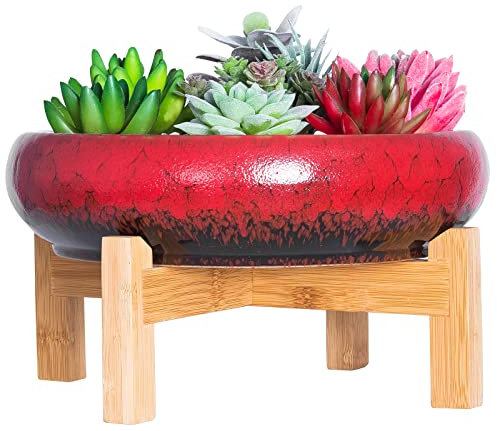 ARTKETTY Vasi per piante grasse, vasi per piante di cactus di grandi dimensioni con drenaggio, vaso bonsai in ceramica per interni per il giardino e la casa