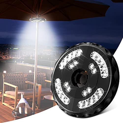 Parasol Lights, Patio Umbrella Light, Cordless 28 LED USB Rechargeable Umbrella Lights with 3 Lighting Modes, 54 Lighting Hours, 400 Lumens Waterproof Light for Garden Seaside Camping and More