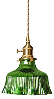 KRIPINC Hängelampe Glas Grün, Pendelleuchte Vintage, Deckenlampe, Lampenschirm für Wohnzimmer Schlafzimmer Küche Esstisch (Stil C)