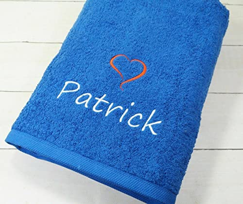 ★ Handtuch mit Namen und Motiv Bestickt ★ Duchtuch ★ Geschenk ★ Badetuch ★ 500 g/m2 ★ (50 x 100 cm, Dunkelblau)