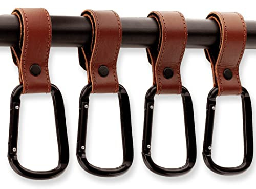 Brute Strength – Kinderwagenhaken mit Klettverschluss – Cognac – 4 Stück
