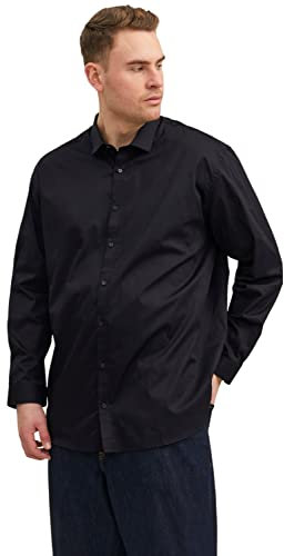 JACK & JONES Herren Freizeit Hemd JPRBLACARDIFF Relaxed Fit Plussize 2XL-8XL, Größe:5XL, Farbe:Black Loose FIT 12235157