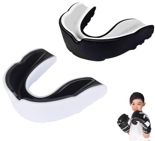 Sport Zahnschutz, Kinder Sport Mundschutz, 2 Stücke Mundschutz Boxen, für MMA Kampfsport Boxen, Schützt Zähne, Zahnfleisch Kiefer, Schwarz weiß, weiß schwarz