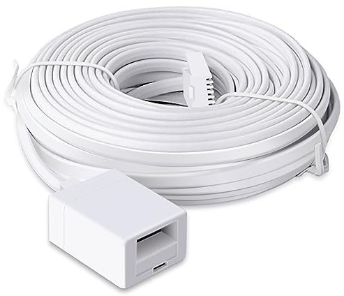 SPEPY BT Telephone Extension Cable, Male to Female 6-Pin Straight Through Telephone Extension Cable for BT Landline Phone Cord Fax Modem Extender 4 Wire(15M)