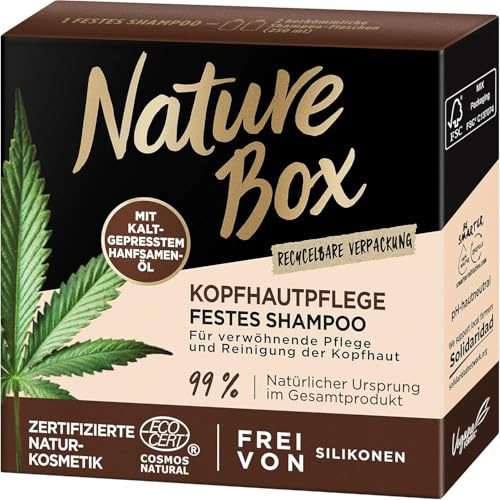 Nature Box Champú sólido para el cuidado del cuero cabelludo, cáñamo (85 g), 3 unidades de 85 g